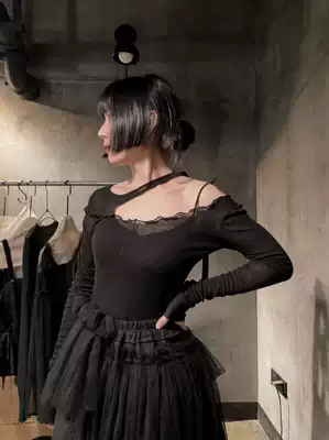 Bloody star fish original design T-shirt women's dark black sexy strapless sweater top wild spring and summer clothes