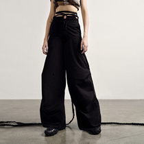  Star fish original design oversized wide-leg pants womens high waist loose thin holes tied rope all-match mopping casual pants