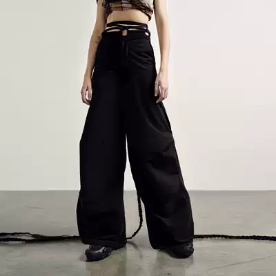 Star fishy original design super large version of wide leg pants women high waist loose slim hole tie rope Joker mopping casual pants