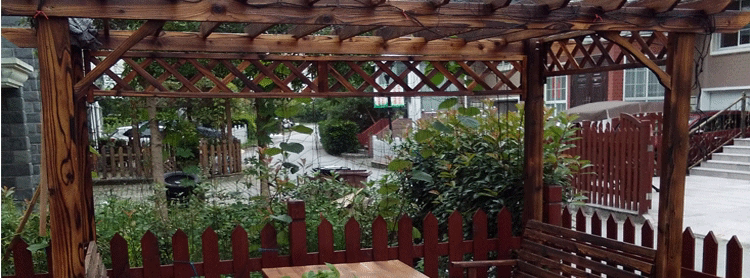 Chống ăn mòn nhà gỗ gazebo ngoài trời đồ nội thất patio nho giá ban công vườn giải trí bảng và ghế carbonized gỗ leo cây nho hoa đứng