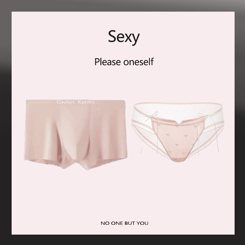 Cavlen Kenlin Pink Couple Underwear Men's Pure Cotton Boxer Briefs Ice Silk Sexy Velvet Briefs Women's