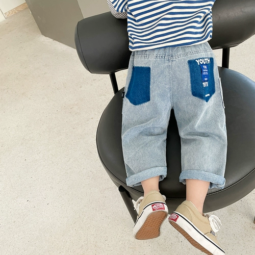 Детские осенние джинсы, штаны для мальчиков, коллекция 2021, в западном стиле