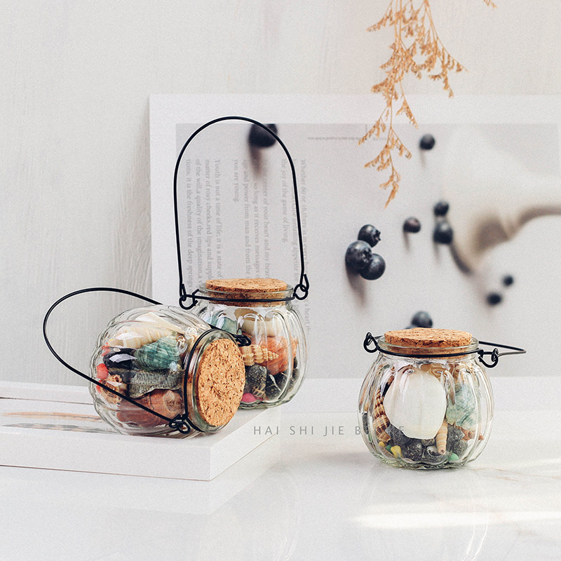 Natural sea snail shell hand glass bottle bleached bottle of wish bottle Pumpkin Pendant Bottle Girlfriend Gift Pendulum Hanging Accessories