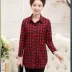 Áo sơ mi nữ trung niên mùa thu dài tay Áo sơ mi nữ trung niên áo len tay dài cho mẹ áo sơ mi kẻ sọc cotton