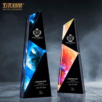Color printing Crystal honor trophy customized creative Lettering Company sales champion employee award souvenir