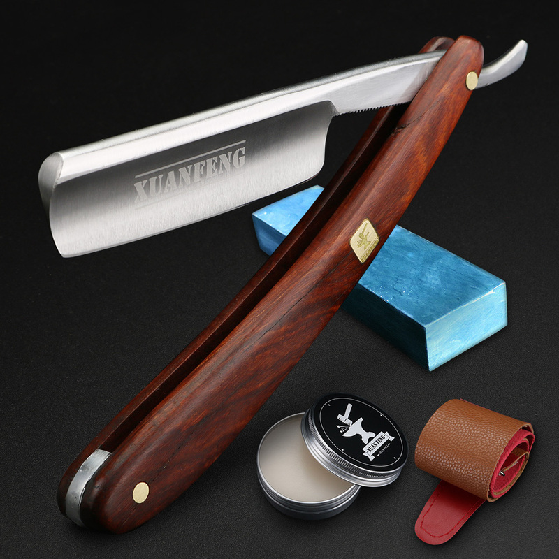 Xuanfeng Finely Ground Blade Color Wooden Handle Razor Imported from German Carbon Steel Old-Fashioned Razor Barber Razor Shaving Razor
