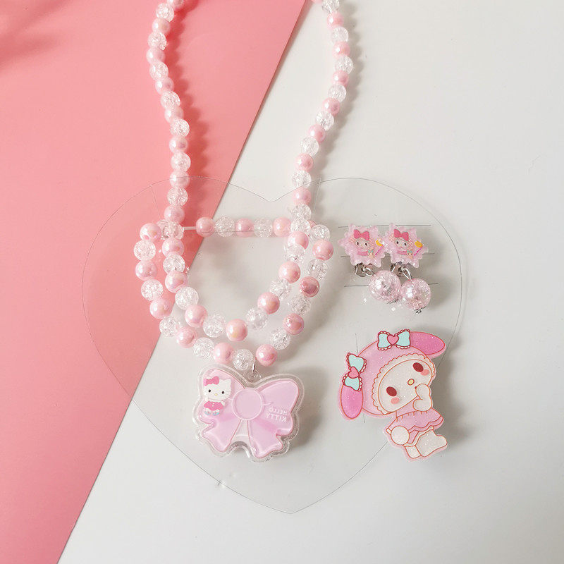 Ожерелье 六一儿童节礼物项链首饰套装戒指女童生日冰雪公主耳夹无耳洞手链 OTHER