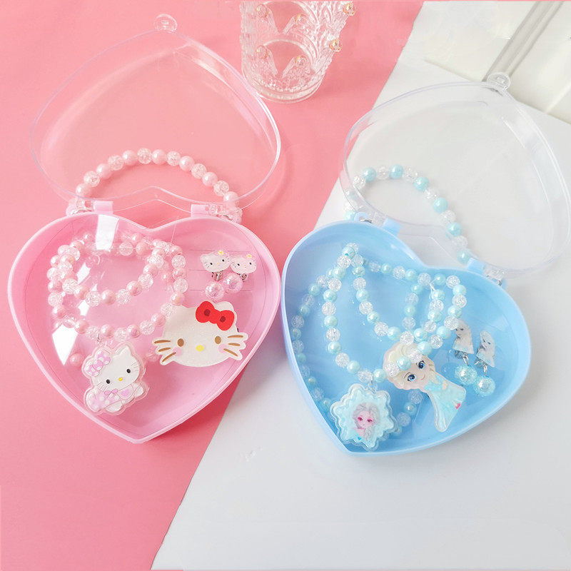 Ожерелье 六一儿童节礼物项链首饰套装戒指女童生日冰雪公主耳夹无耳洞手链 OTHER