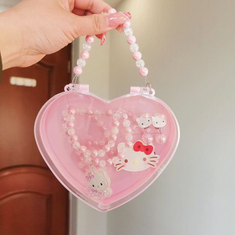 Ожерелье 六一儿童节礼物项链首饰套装戒指女童生日冰雪公主耳夹无耳洞手链 OTHER