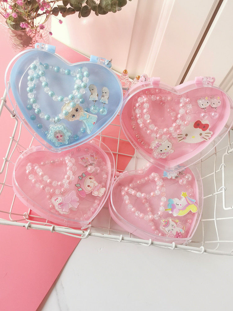 Ожерелье 六一儿童节礼物项链首饰套装戒指女童生日冰雪公主耳夹无耳洞手链 OTHER