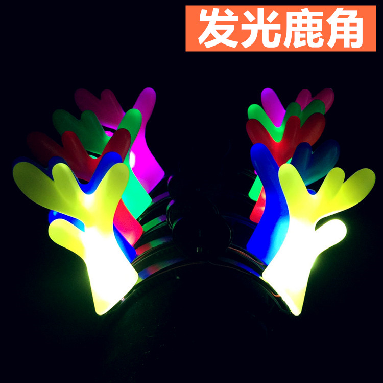 Hot sale Christmas luminous antler lamp horn hairpin luminous headwear with lamp yellow antler dragon horn headband