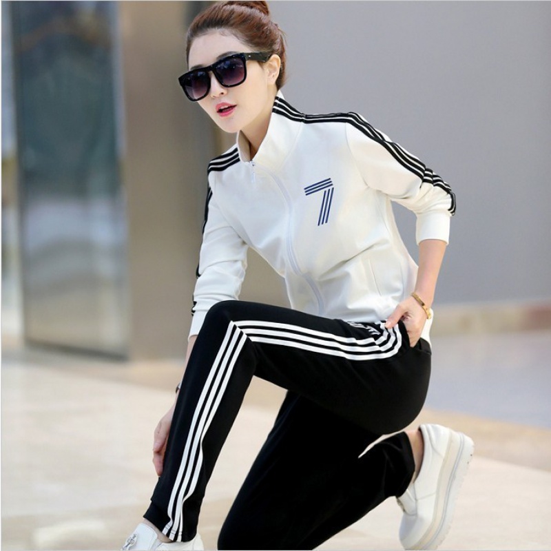 Tide Card CVY Spring Autumn New Long Sleeve Sports Suit Ladies Fashion Display Slim Cardiovert Cotton T Casual Two Style Women