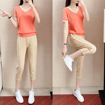 Tide brand CVY sports suit female 2021 summer new fashion Leisure age reduction breathable slim short sleeve two-piece set