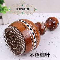 Xinjiang does the pancake tool solid wood stainless steel needle handmade products Crusty Wooden poke national characteristic pear flower wood