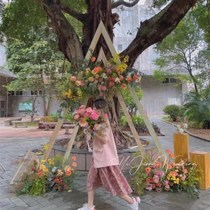Triangle forest forest wedding wood arch outdoor solid wood flower door wooden frame ins wedding background flower shop shooting props