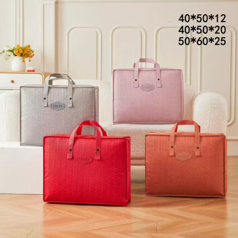 Milk Velvet Four-Piece Set Storage Bag Coral Velvet Set Tote Bag Winter Thickened Plush Four-Piece Set Packaging Bag