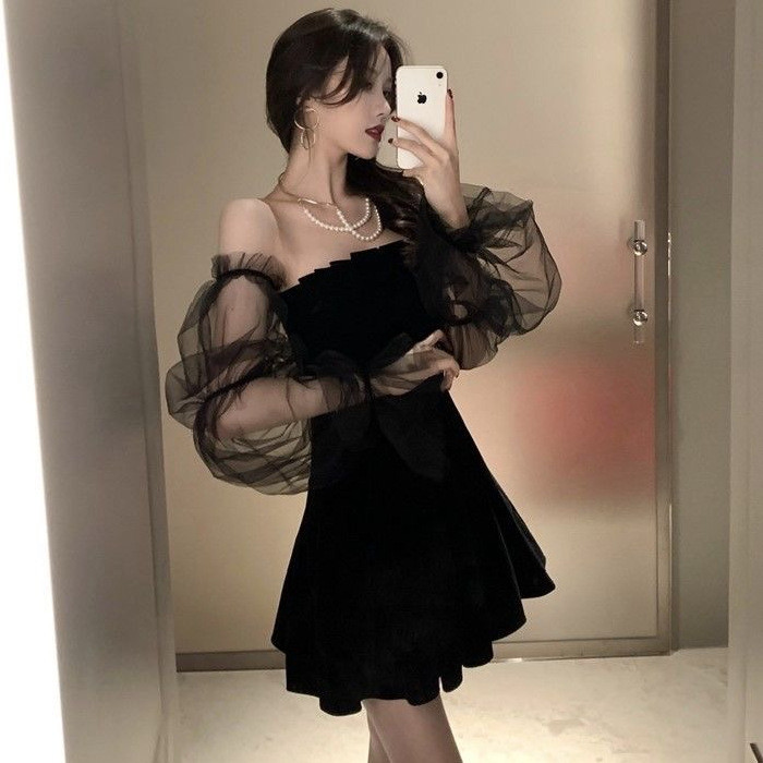 Plus Size Cd Cross-Dressing Sexy Puff Sleeve Transvestite Clothing Mesh Dress Unisex Lolita Tutu Skirt