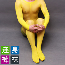 Ultra thin oil bright men jj cover pseudo-Lady cos conjoined Sox womens dress gags cd change to dress sexy open crotch even body silk stockings