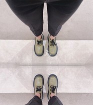 Early spring new Ashigo mona same model Martin shoes female English style lace Joker Joker thick-soled leather shoes