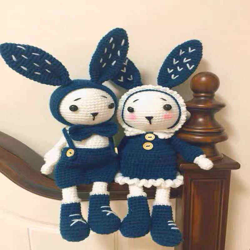 Baby wool handmade diy knitting net red long-eared rabbit crochet yarn doll material bag Valentine's Day gift