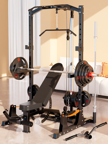 Pinjian Squat Bench Press Power Rack Fitness Home-Use Multi-Functional All-In-One Home High Pull-Down Comprehensive Training Equipment