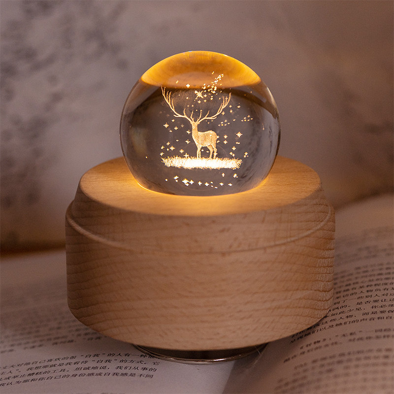 Elk Deer Thousand and Thousand Sourcing Crystal Ball Music Box Girl Personality Gift Swivel Decoration Octaphonic Box With Bluetooth Sound