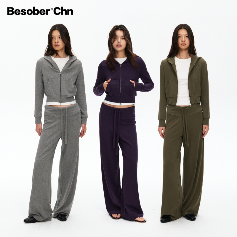 Besober Paper Man Suit Hooded Sweatshirt Jacket Women's Autumn Casual Zipper Cardigan Top Wide Leg Sweatpants