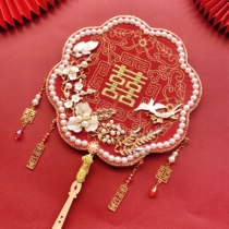 Chinese-Chinese-fan show and fan bridal knot wedding fan high-end red ancient wind embroidered wedding fan diy Alien