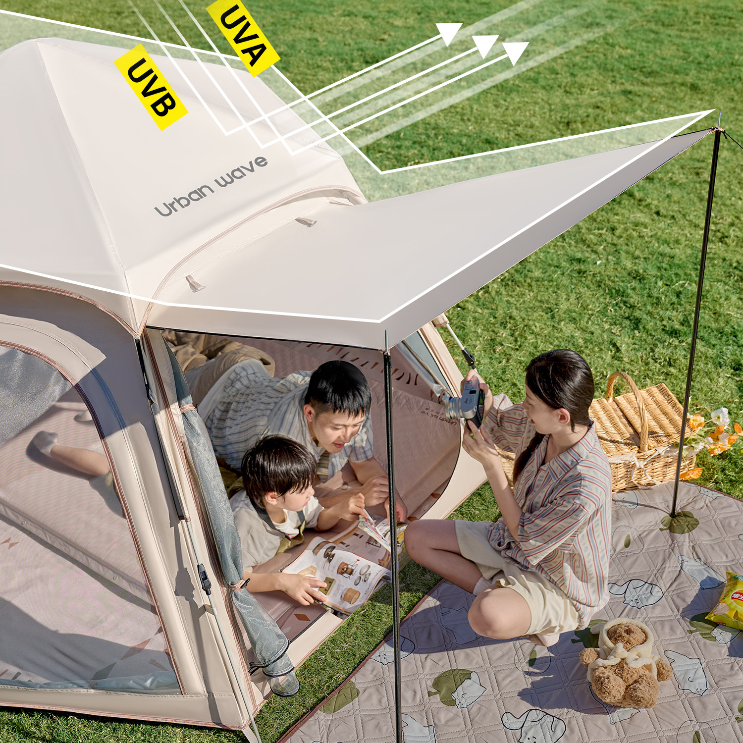 Outdoor tent for camping, portable, foldable, rainproof, thickened, automatic quick-open camping equipment