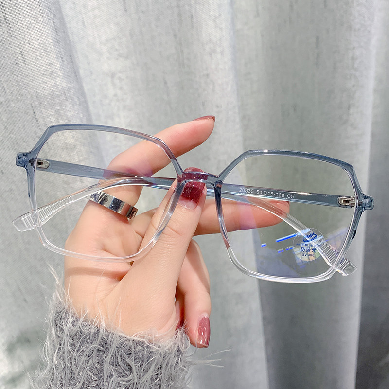 Transparent frame myopia female can be matched with anti-blue-ray radiation eye-fired eye-colored eye-fixed round frame