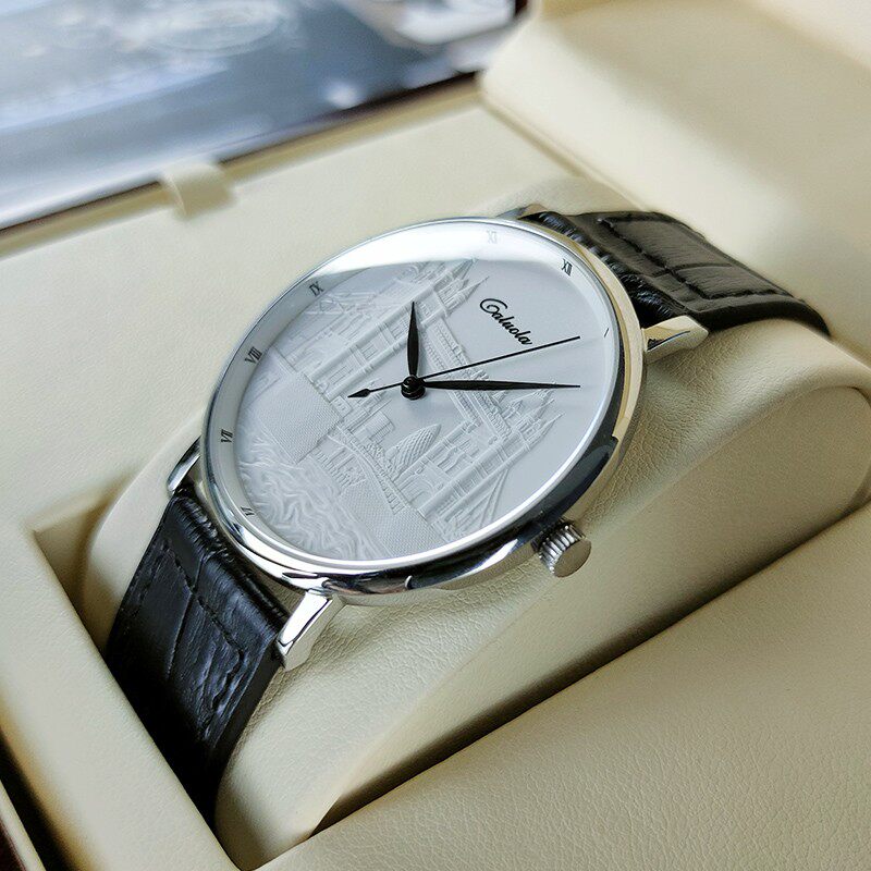 Corolla Couple Watch Quartz Men's Embossed Fashion Women's Watch Leather Band Trend Simple Waterproof 1119