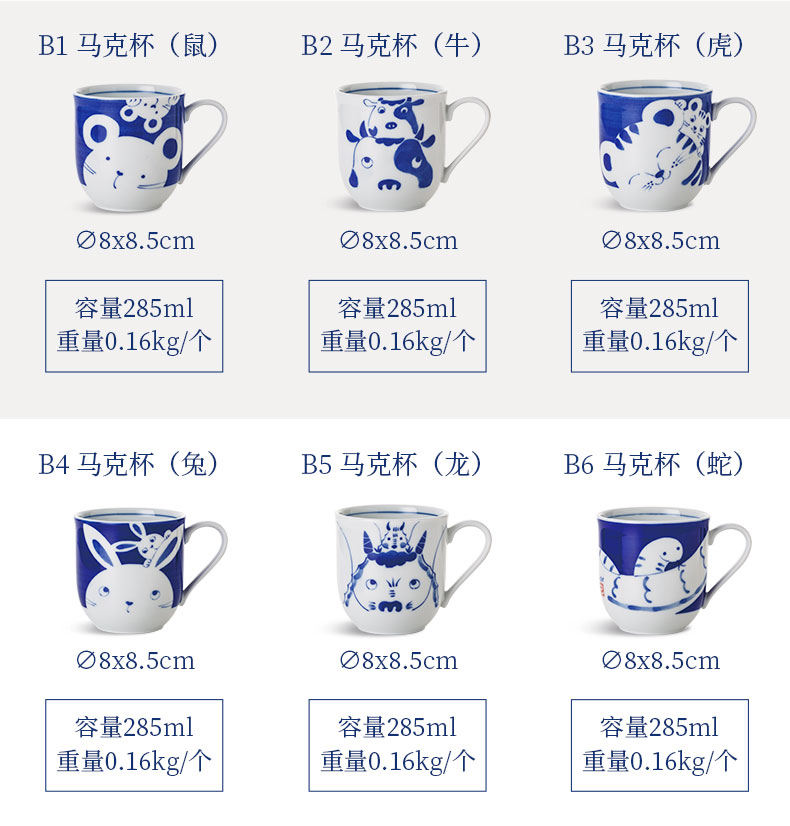 Japanese imports of Chinese zodiac cartoon bowl bowl household dessert bowl bowl of Japanese tableware ceramic bowl and lovely children