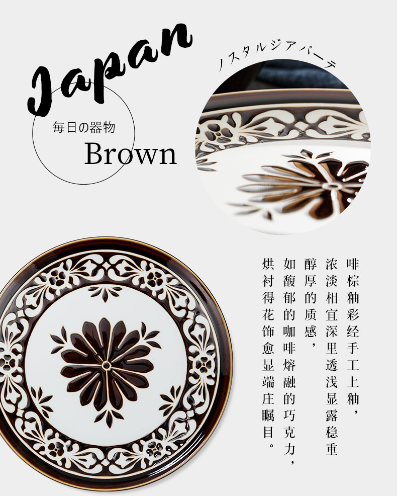 European - style checking ceramic bowl such as bowl household dish dish dish box 6 dishes cutlery sets imported from Japan