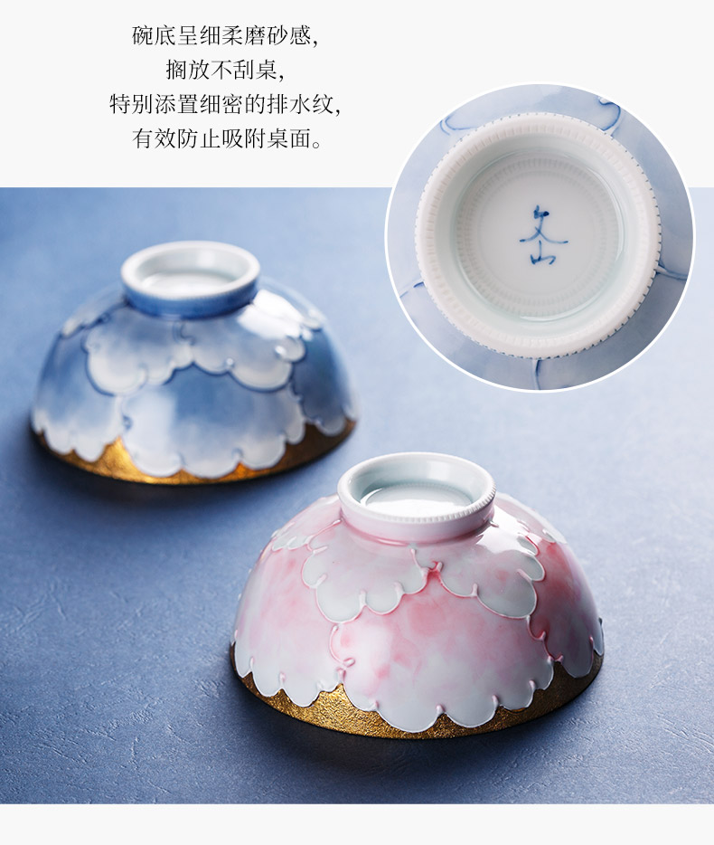 Japan has a field of wenshan'm up peony hand - made ceramic bowl of salad bowl home mark cup coffee cup dish box