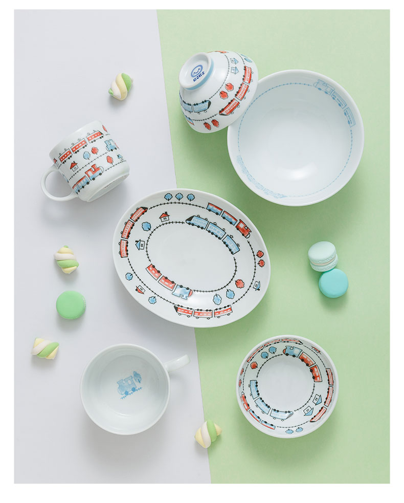 Keeping the original installation import children always under the glaze color Japanese - style tableware bowls single cartoon express ceramic household rainbow such use