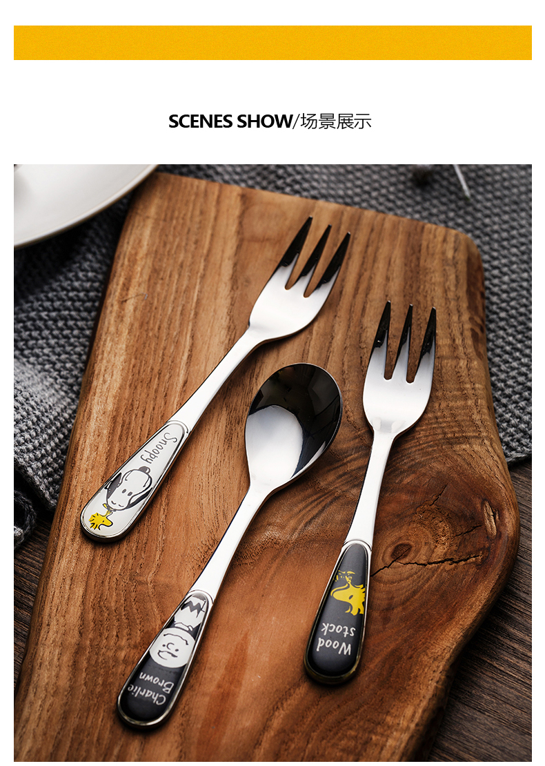 - into a SNOOPY SNOOPY imported ceramic spoon, spoon, fork spoon set express cartoon children