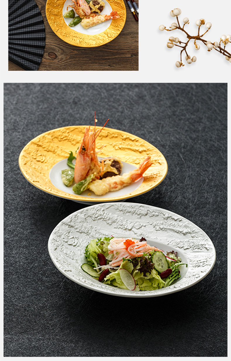 Kaiseki, material store sashimi sushi restaurant gold and silver plate special - shaped deep dish hotel tableware ceramics side dish