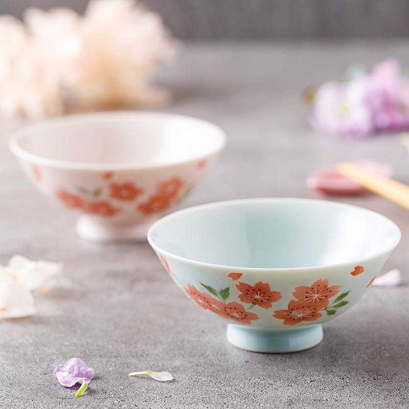 Japan imports under the cherry blossom put glaze color salad bowl and wind tableware ceramic bowl Japanese household deep bowl bowl noodles in soup bowl