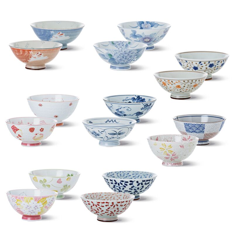 Japanese tableware ceramic bowl home eat rice bowl bowl noodles bowl under the glaze color express it in Japanese small bowl of bowls