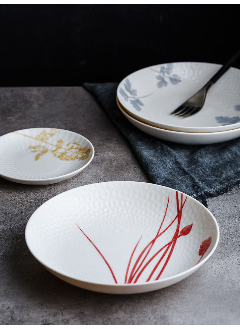 Imported from Japan Japanese manual glazed ceramic plates cake plate plate household food dish continental food dish