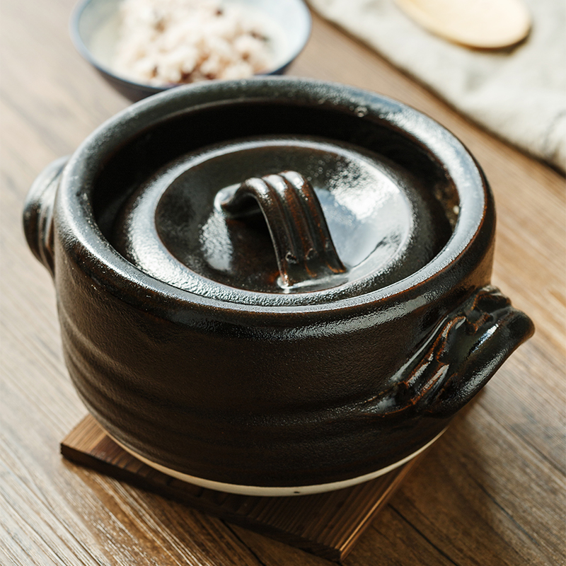 Japan imports earthenware of which up change temmoku soil pot soup rice with pot of rice congee casserole stone bowl