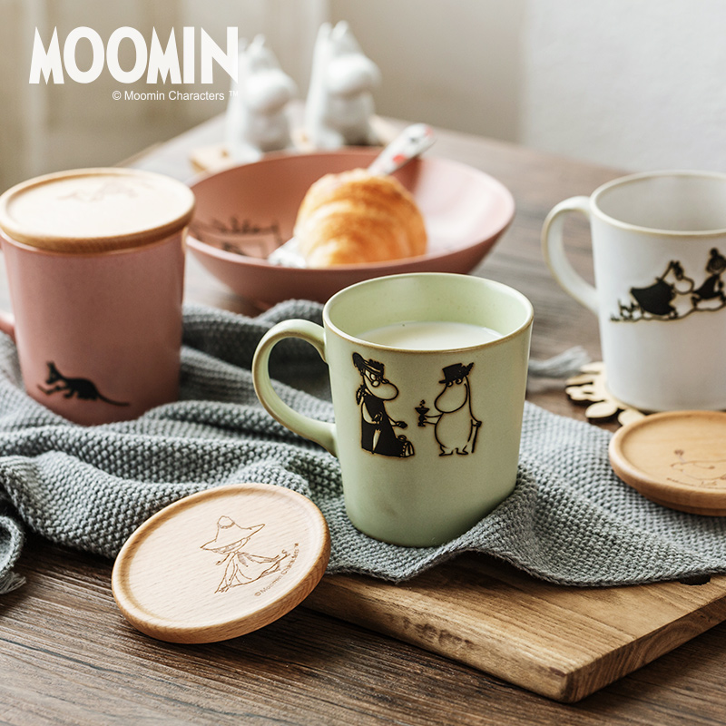 Moomin Moomin inferior smooth glass ceramics keller of coffee cup with cover wood lid cup cartoon creative trend