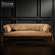 Sofa da tối giản Bắc Âu cũ của Nga elm xuống sofa phòng khách Bắc Mỹ kết hợp sofa da lớp đầu tiên - Ghế sô pha