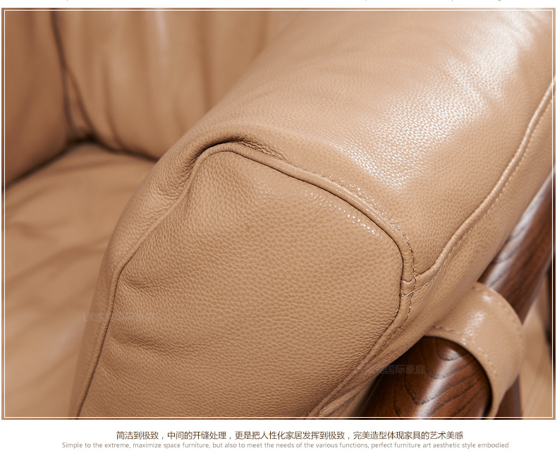 Sofa da tối giản Bắc Âu cũ của Nga elm xuống sofa phòng khách Bắc Mỹ kết hợp sofa da lớp đầu tiên - Ghế sô pha sofa