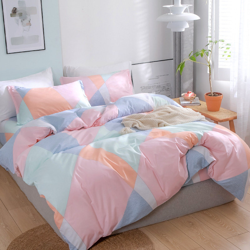 Water washed cotton beds Four pieces of bed sheet Quilt Cover Single Student Dormitory Quilt Cover Quilt Summer Comfort Three Sets Women