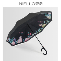 Nello double reverse umbrella Womens double increase automatic barometer dual-use umbrella car with creative hands-free long handle umbrella