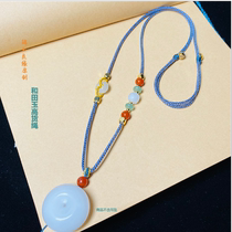 High-grade Hetian jade necklace rope pendant lanyard hanging neck jade jade pendant jade pendant safety buckle rope men and women can be adjusted