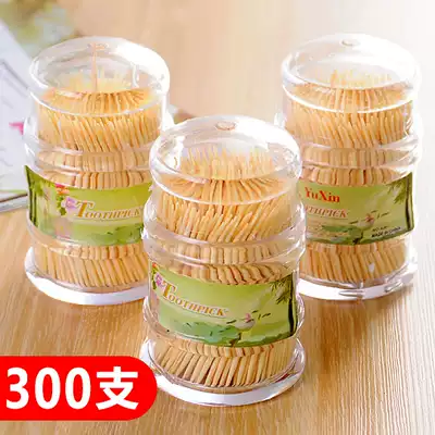 Creative classic toothpicks Household hygiene Double-headed available bamboo toothpicks with toothpick bottle toothpick box Toothpick tube Plastic