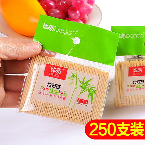 Double head environmentally friendly bamboo toothpick bulk home hotel disposable bamboo bagged portable ultra-fine bamboo toothpick