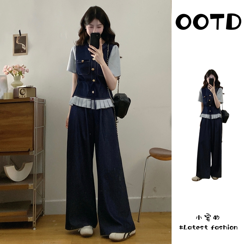 Plus-Size Women's Super Stylish Korean-Style Lazy Chic Outfit Set for Women, Summer 2026, a Complete Set to Cover the Body, Two-Piece Set